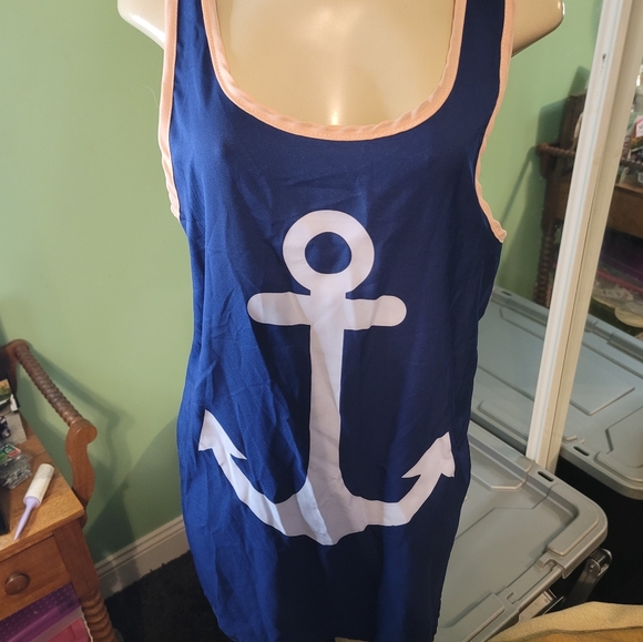 Vague Fashion Blue Long top with Pink Trim & Bow on Back - Picture 3 of 12